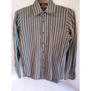 Hugo Boss Men's Long Sleeve Shirt Size 15-32/33 Striped Earthtones